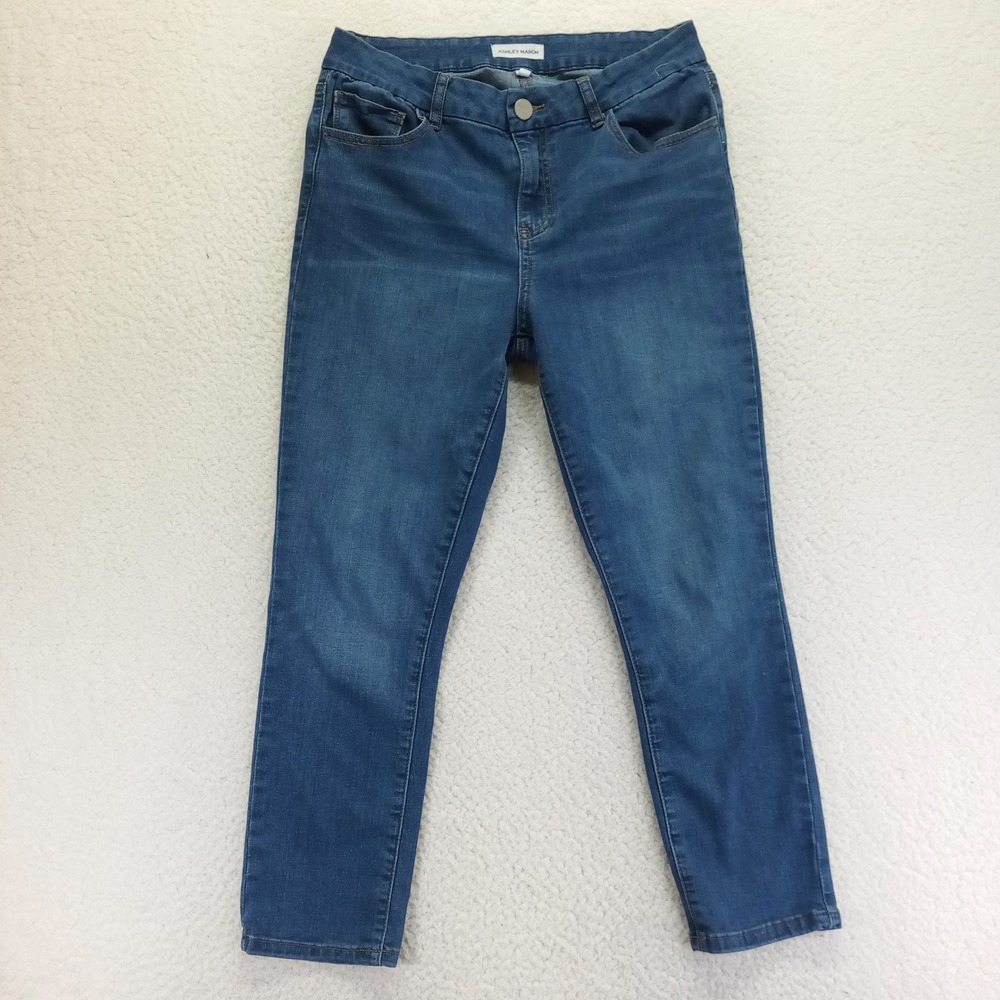 Ashley Mason Womens Size 11 Medium Wash Skinny Denim Jeans Blue Stretch Mid Rise